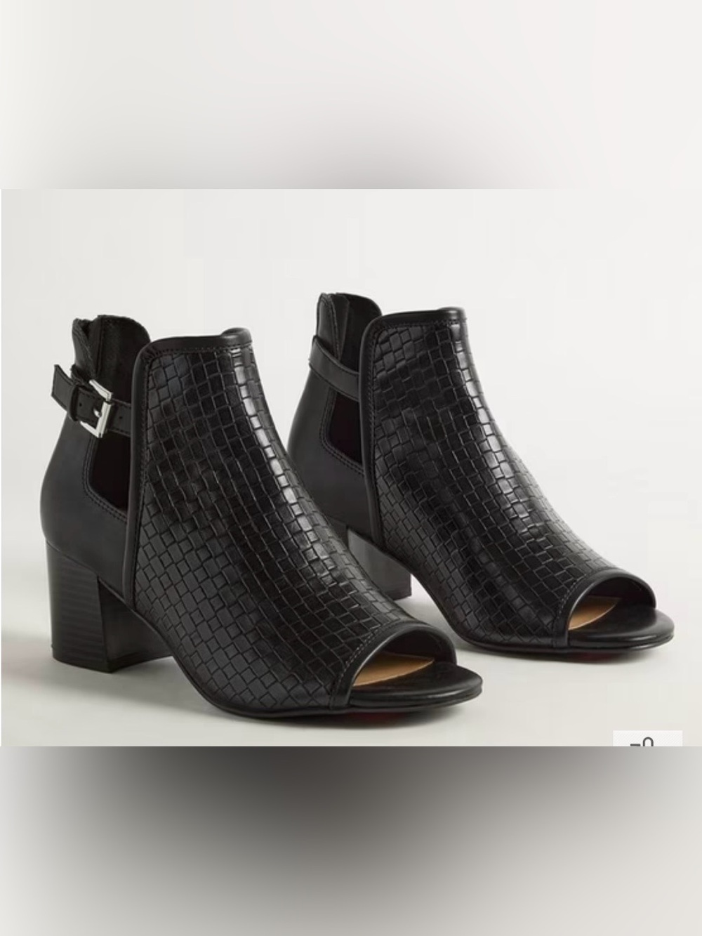 torrid Black Croc-Embossed Peep-Toe Ankle Boots